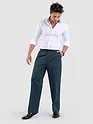 Dark Blue Cotton Twill Straight Fit Trousers